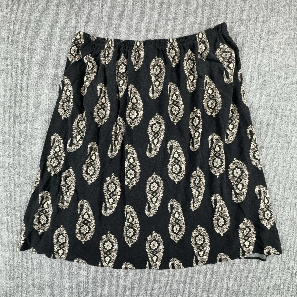 Knox Rose Skirt Womens XXL Black Paisley Tulip Wrap Elastic Waist Knee Length